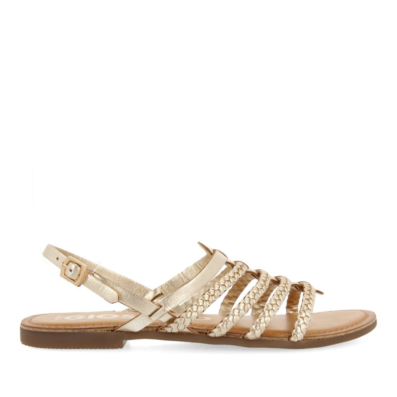 SANDALIAS DORADAS DE PIEL TRENZADA PARA MUJER LIMINA