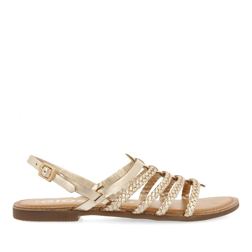 SANDALIAS DORADAS DE PIEL TRENZADA PARA MUJER LIMINA