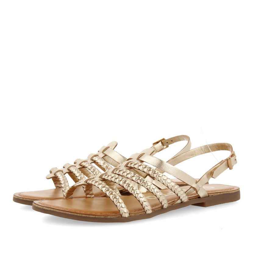 SANDALIAS DORADAS DE PIEL TRENZADA PARA MUJER LIMINA