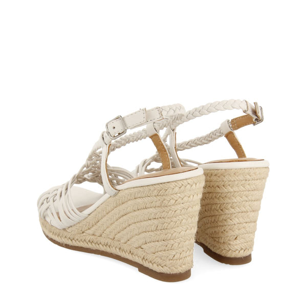 SANDALIAS BLANCAS DE PIEL CON TIRAS Y CUÑA ALTA DE YUTE PARA MUJER GLIDE