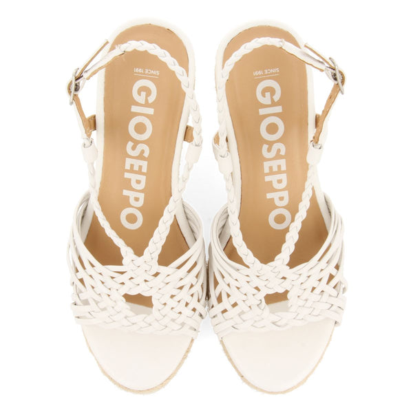 SANDALIAS BLANCAS DE PIEL CON TIRAS Y CUÑA ALTA DE YUTE PARA MUJER GLIDE