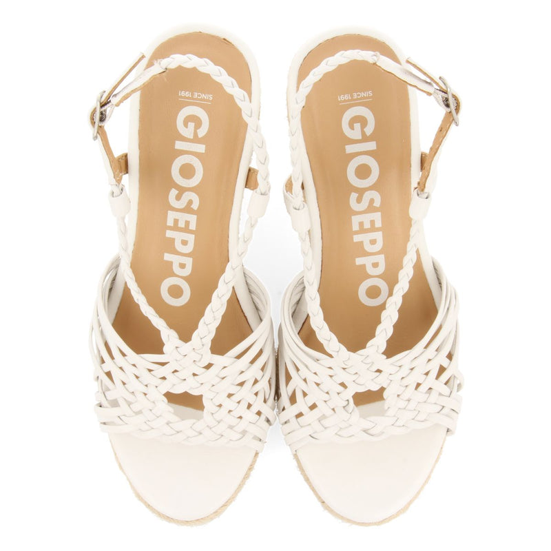 SANDALIAS BLANCAS DE PIEL CON TIRAS Y CUÑA ALTA DE YUTE PARA MUJER GLIDE