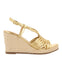 SANDALIAS DORADAS DE PIEL CON TIRAS Y CUÑA ALTA DE YUTE PARA MUJER GLIDE