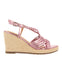 SANDALIAS ROSAS DE PIEL CON TIRAS Y CUÑA ALTA DE YUTE PARA MUJER GLIDE