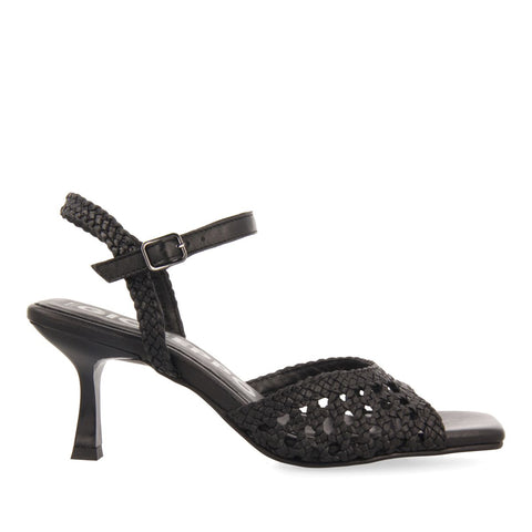 SANDALIAS NEGRAS DE TACÓN FINO CON PIEL TRENZADA PARA MUJER DURSELEY