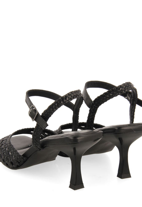 SANDALIAS NEGRAS DE TACÓN FINO CON PIEL TRENZADA PARA MUJER DURSELEY