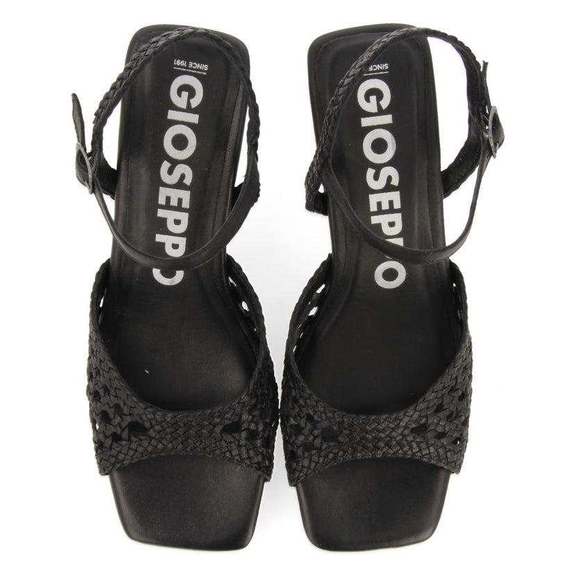 SANDALIAS NEGRAS DE TACÓN FINO CON PIEL TRENZADA PARA MUJER DURSELEY