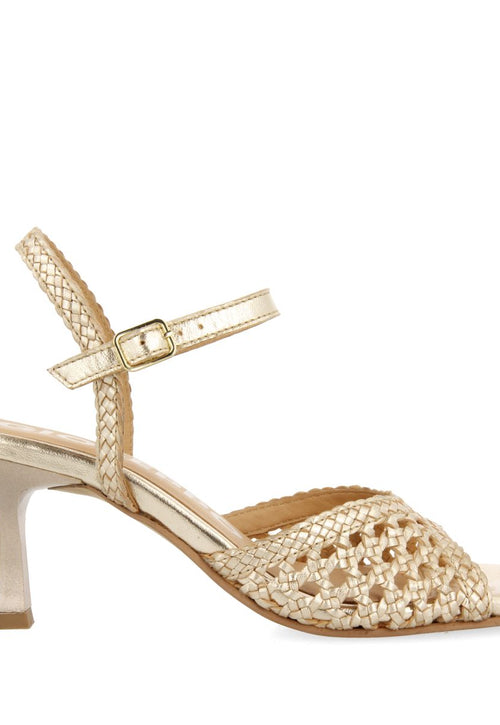 SANDALIAS DORADAS DE TACÓN FINO CON PIEL TRENZADA PARA MUJER DURSELEY
