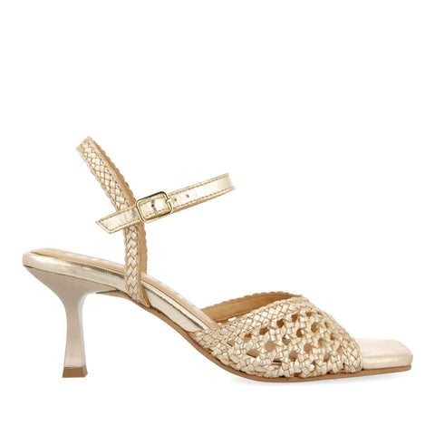 SANDALIAS DORADAS DE TACÓN FINO CON PIEL TRENZADA PARA MUJER DURSELEY