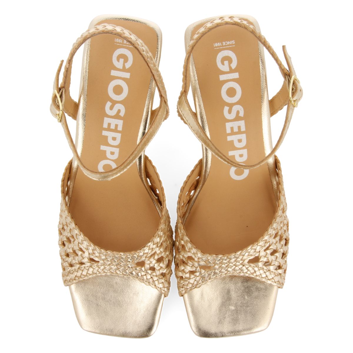 GOLDEN HIGH HEEL SANDALS WITH BRAIDED LEATHER FOR WOMEN DURSELEY