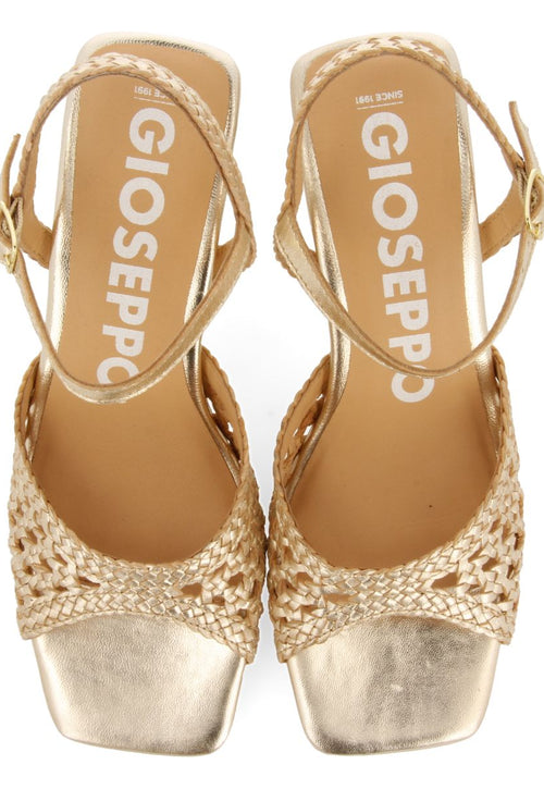 SANDALIAS DORADAS DE TACÓN FINO CON PIEL TRENZADA PARA MUJER DURSELEY