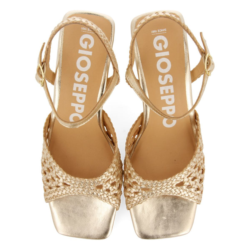 SANDALIAS DORADAS DE TACÓN FINO CON PIEL TRENZADA PARA MUJER DURSELEY