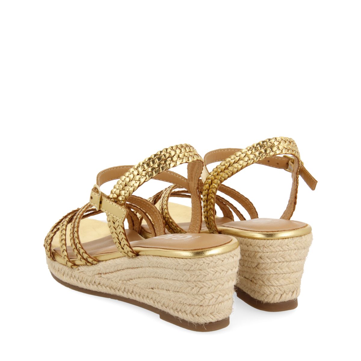 SANDALIAS DE PIEL DORADAS CON CUÑA DE YUTE PARA MUJER LELANT