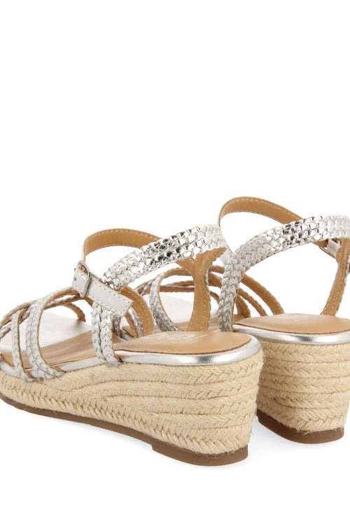 SANDALIAS DE PIEL PLATEADAS CON CUÑA DE YUTE PARA MUJER LELANT