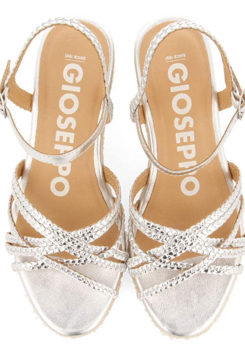 SANDALIAS DE PIEL PLATEADAS CON CUÑA DE YUTE PARA MUJER LELANT