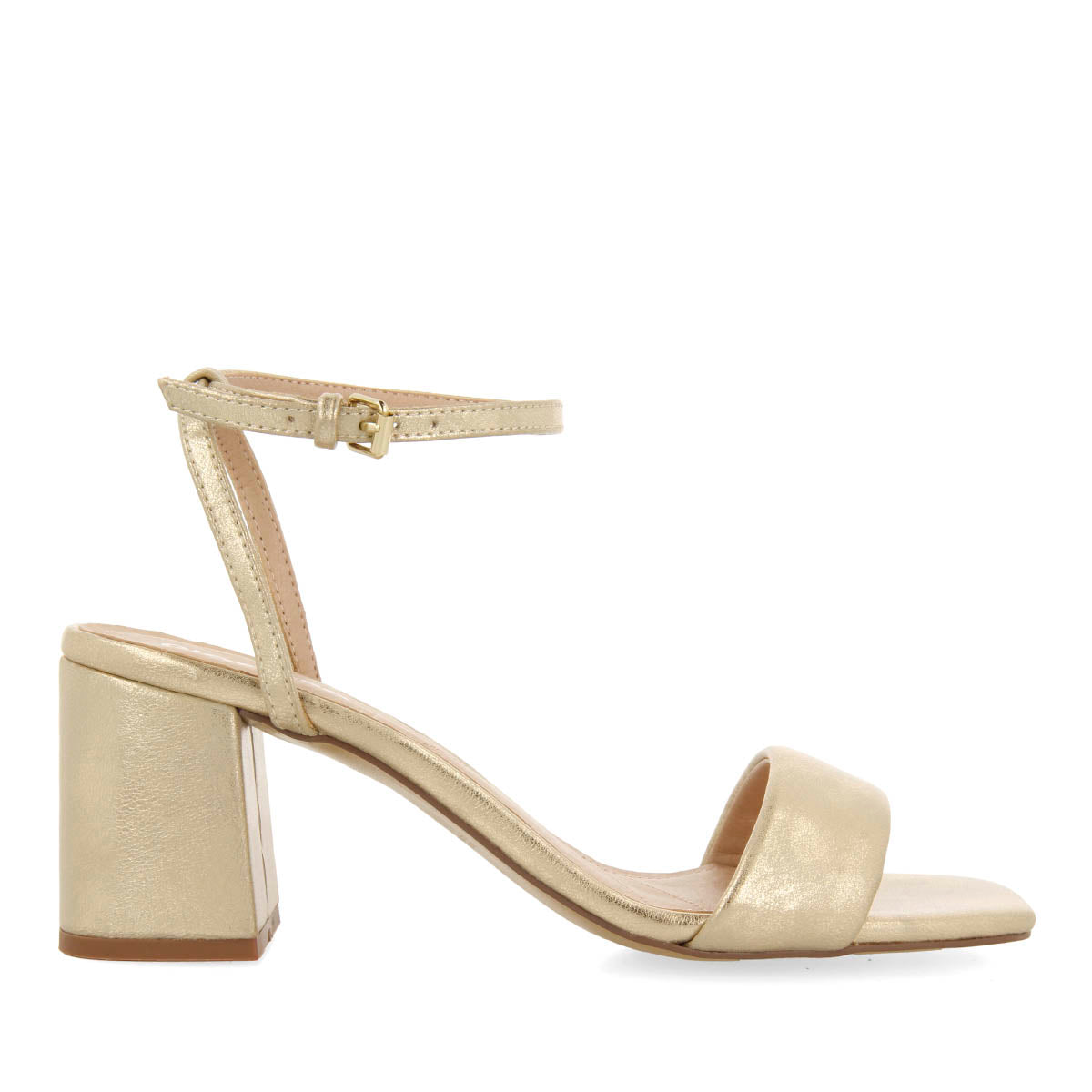 SANDALIAS DORADAS DE TACÓN CON TIRA ACOLCHADA PARA MUJER KAMEZ