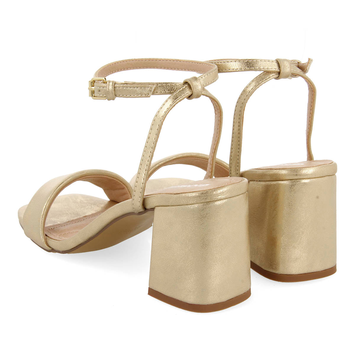 SANDALIAS DORADAS DE TACÓN CON TIRA ACOLCHADA PARA MUJER KAMEZ