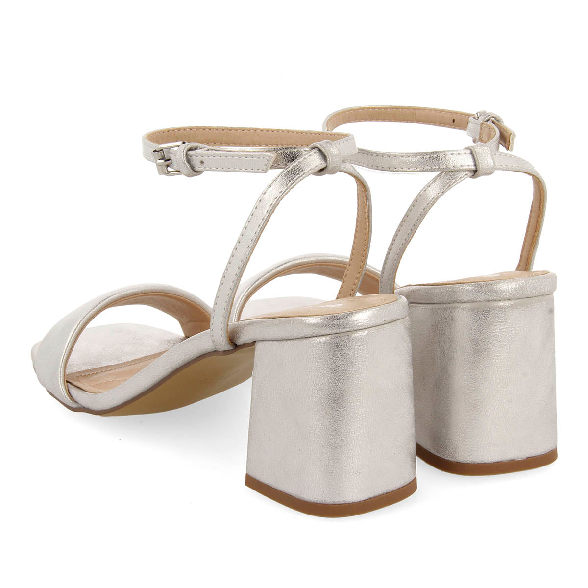 SANDALIAS PLATEADAS DE TACÓN CON TIRA ACOLCHADA PARA MUJER KAMEZ