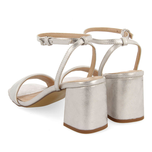 SILVER HEEL SANDALS WITH PADDED STRAP FOR WOMEN KAMEZ