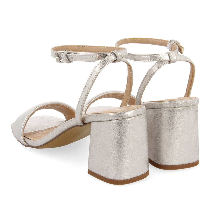 SILVER HEEL SANDALS WITH PADDED STRAP FOR WOMEN KAMEZ