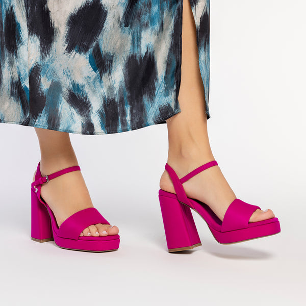 SANDALIAS FUCSIA DE TACÓN ALTO CON TIRA ACOLCHADA PARA MUJER DENTON