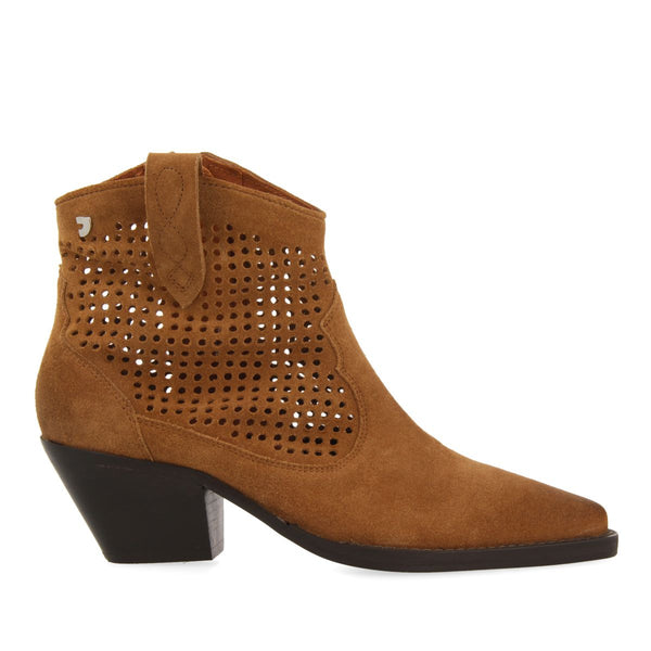 BOTINES TAUPE DE PIEL TIPO COWBOY PARA MUJER YEVRE