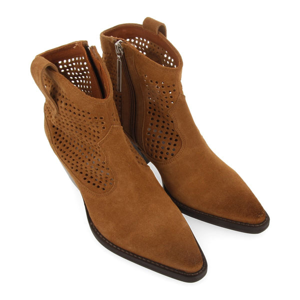 BOTINES TAUPE DE PIEL TIPO COWBOY PARA MUJER YEVRE