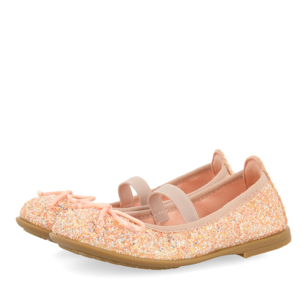 GIOSEPPO Ballerines Fille Pailletées Cuivre – Nœud Velours, Doublure Antibactérienne, Semelle Souple