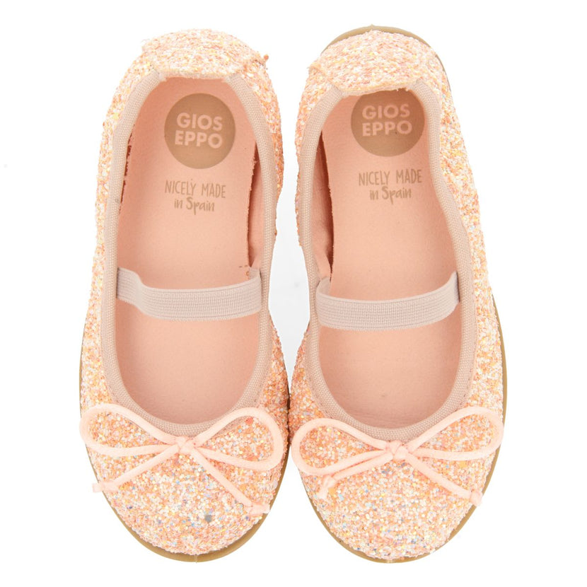 PINK GLITTER BALLET FLATS WITH ELASTIC STRAP FOR GIRL AND BOY MOLALLA