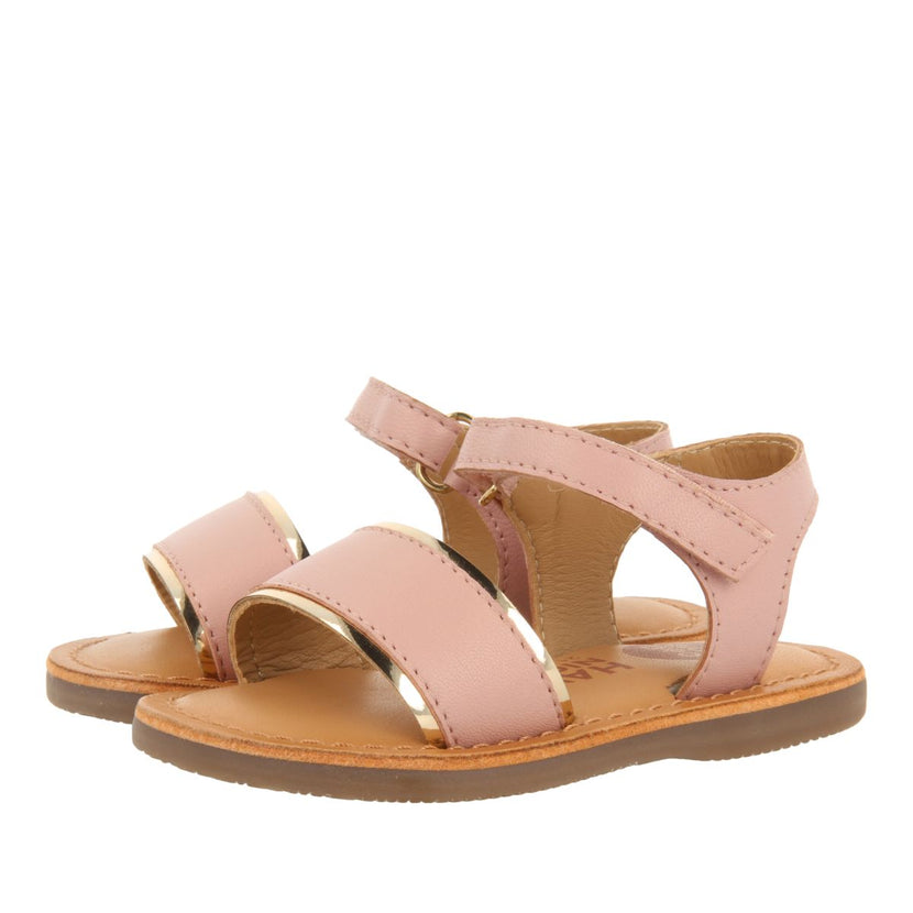 SANDALIAS ROSAS DE PIEL CON DETALLES METALIZADOS PARA BEBÉ ALIKO