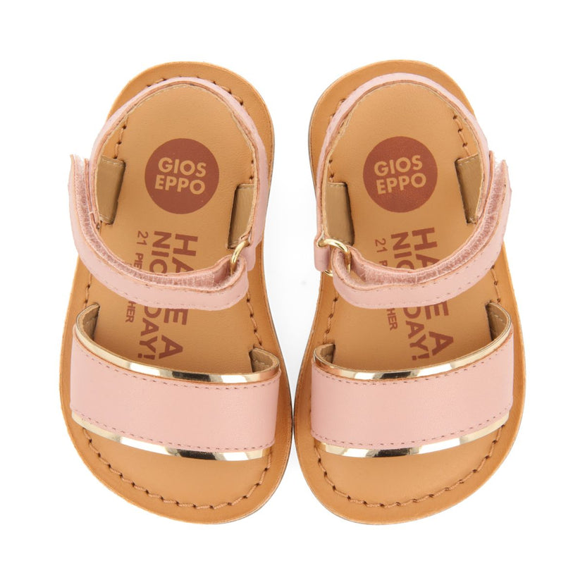 SANDALIAS ROSAS DE PIEL CON DETALLES METALIZADOS PARA BEBÉ ALIKO