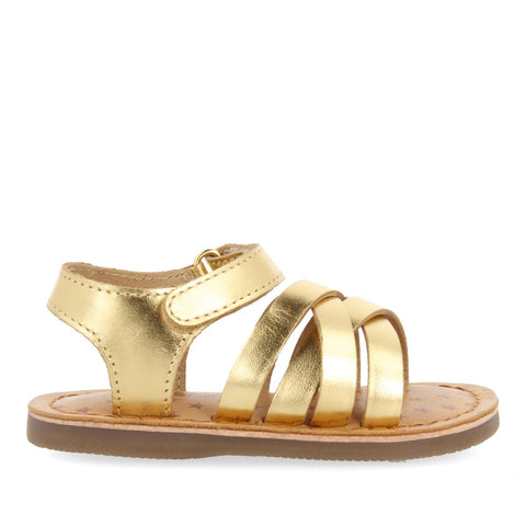 GOLDEN LEATHER ROMAN STYLE SANDALS FOR BABY FLEURY