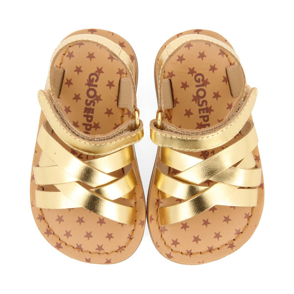 SANDALIAS DORADAS DE PIEL ESTILO ROMANAS PARA BEBÉ FLEURY