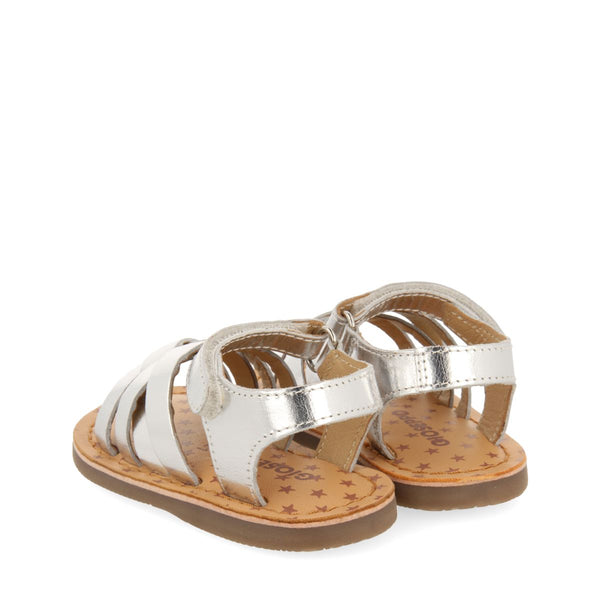 SANDALIAS PLATEADAS DE PIEL ESTILO ROMANAS PARA BEBÉ FLEURY