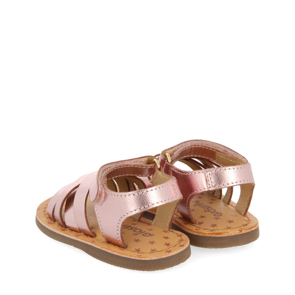 SANDALIAS ROSAS DE PIEL ESTILO ROMANAS PARA BEBÉ FLEURY
