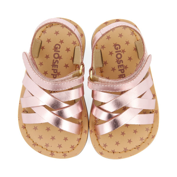 SANDALIAS ROSAS DE PIEL ESTILO ROMANAS PARA BEBÉ FLEURY