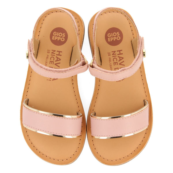 PINK LEATHER SANDALS WITH METALLIC DETAILS FOR GIRL AND BOY KAVAJE