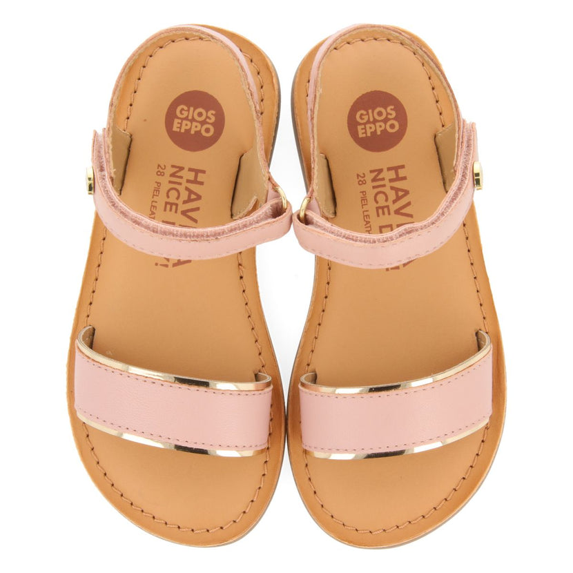 SANDALI ROSA IN PELLE CON DETTAGLI METALLIZZATI PER BAMBINA E BAMBINO KAVAJE 