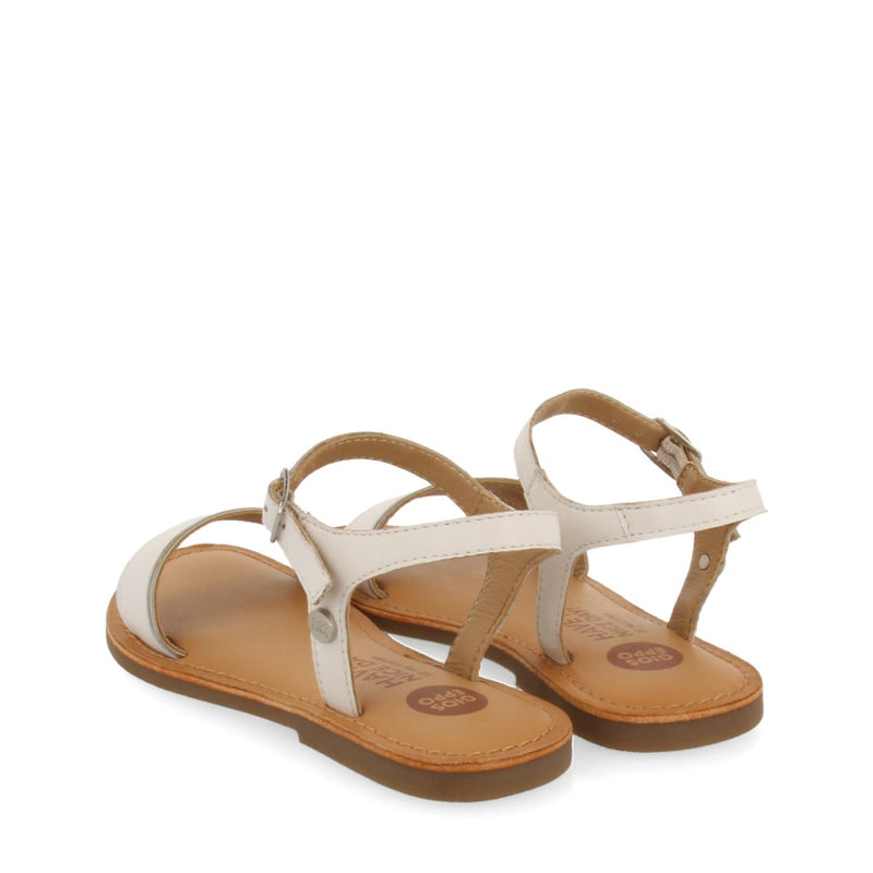 WHITE LEATHER SANDALS WITH METALLIC DETAILS FOR GIRLS ISHEM