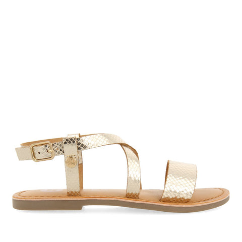 GOLDEN LEATHER SANDALS WITH STRAPS FOR GIRL AND BOY KOMSI