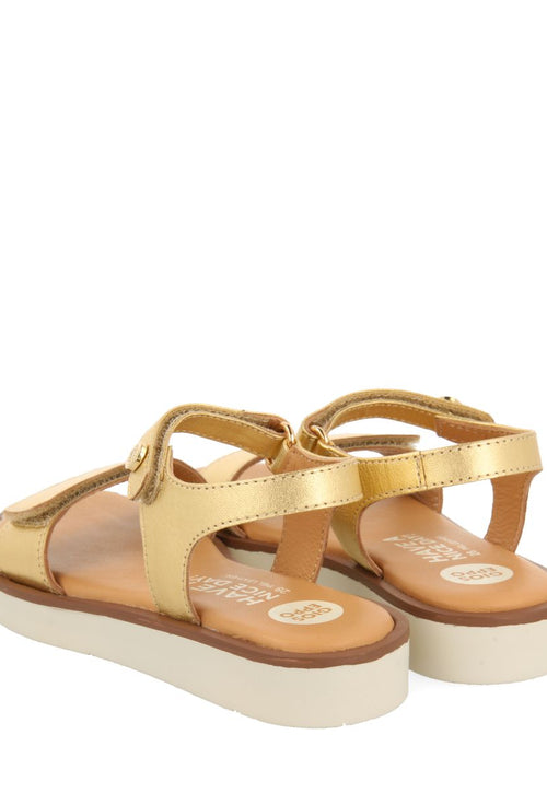 SANDALIAS DORADAS DE PIEL ESTILO GRIEGAS PARA NIÑA Y NIÑO MALFA