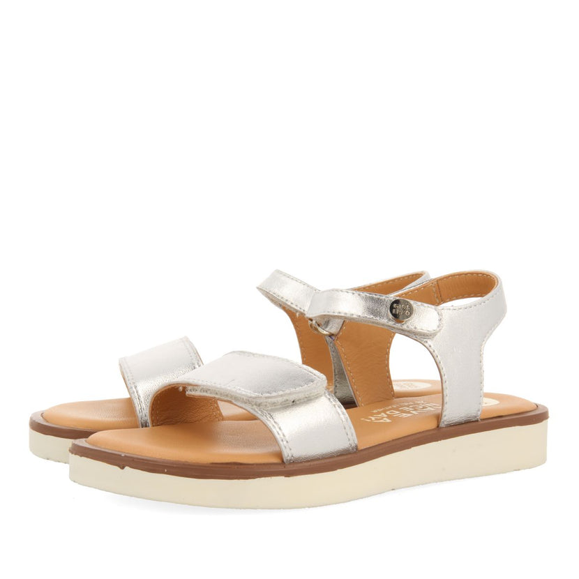SILVER LEATHER GREEK STYLE SANDALS FOR GIRL AND BOY MALFA
