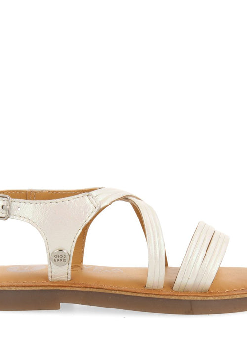 SANDALIAS BLANCAS CON TIRAS TUBULARES EN PIEL PARA NIÑA Y NIÑO KERRIER