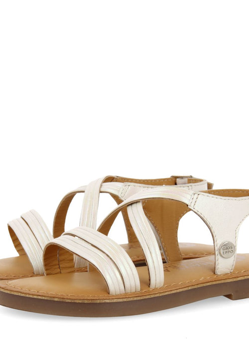 SANDALIAS BLANCAS CON TIRAS TUBULARES EN PIEL PARA NIÑA Y NIÑO KERRIER