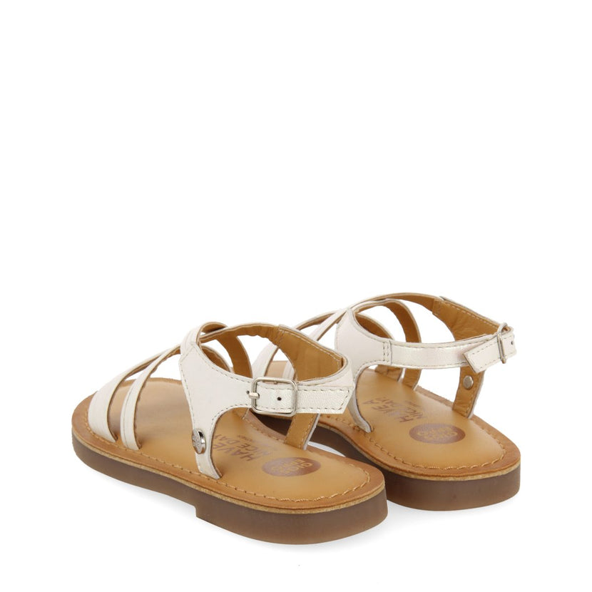 WHITE SANDALS WITH TUBULAR STRAPS IN LEATHER FOR GIRL AND BOY KERRIER