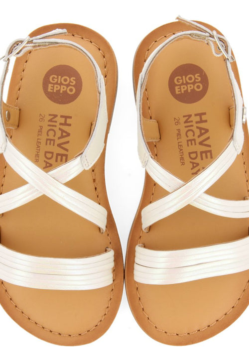 SANDALIAS BLANCAS CON TIRAS TUBULARES EN PIEL PARA NIÑA Y NIÑO KERRIER