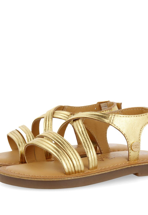 SANDALIAS DORADAS CON TIRAS EN PIEL PARA NIÑA Y NIÑO KERRIER
