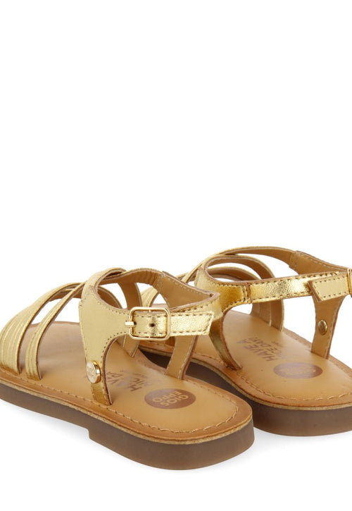 SANDALIAS DORADAS CON TIRAS EN PIEL PARA NIÑA Y NIÑO KERRIER