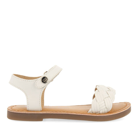 WHITE LEATHER SANDALS WITH BRAIDING AND ADJUSTABLE CLOSURE FOR GIRL AND BOY MANASTIR