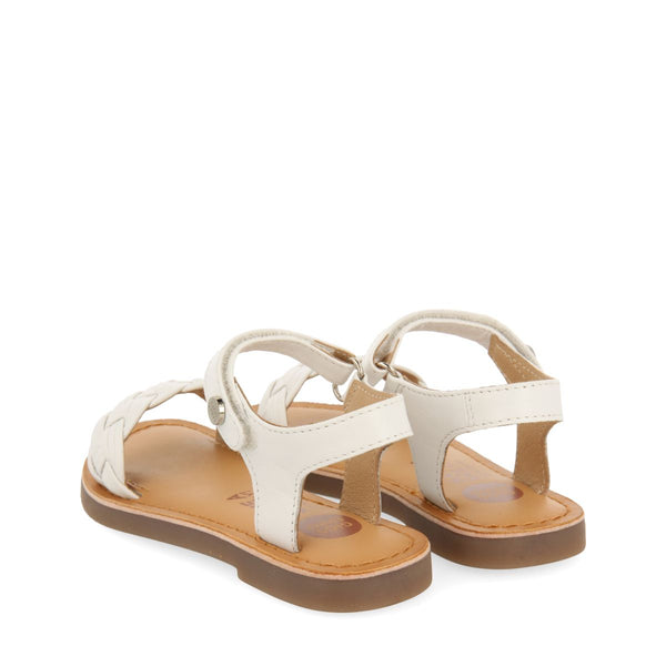 SANDALES BLANCHES EN CUIR AVEC TRESSAGE ET FERMETURE AJUSTABLE POUR FILLE ET GARÇON MANASTIR